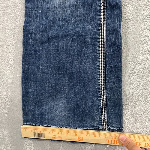 Rock & Roll Denim Trouser Jeans Womens 34x32* Blue Distressed Flare Wide Leg - Picture 11 of 13