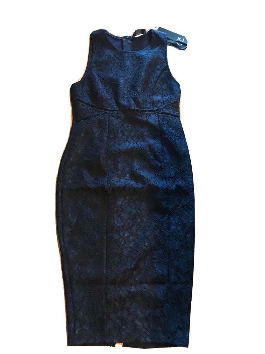 chinese dress ladies Navy Lace Dress With Frill Hem And Cut Out Back – AX Paris