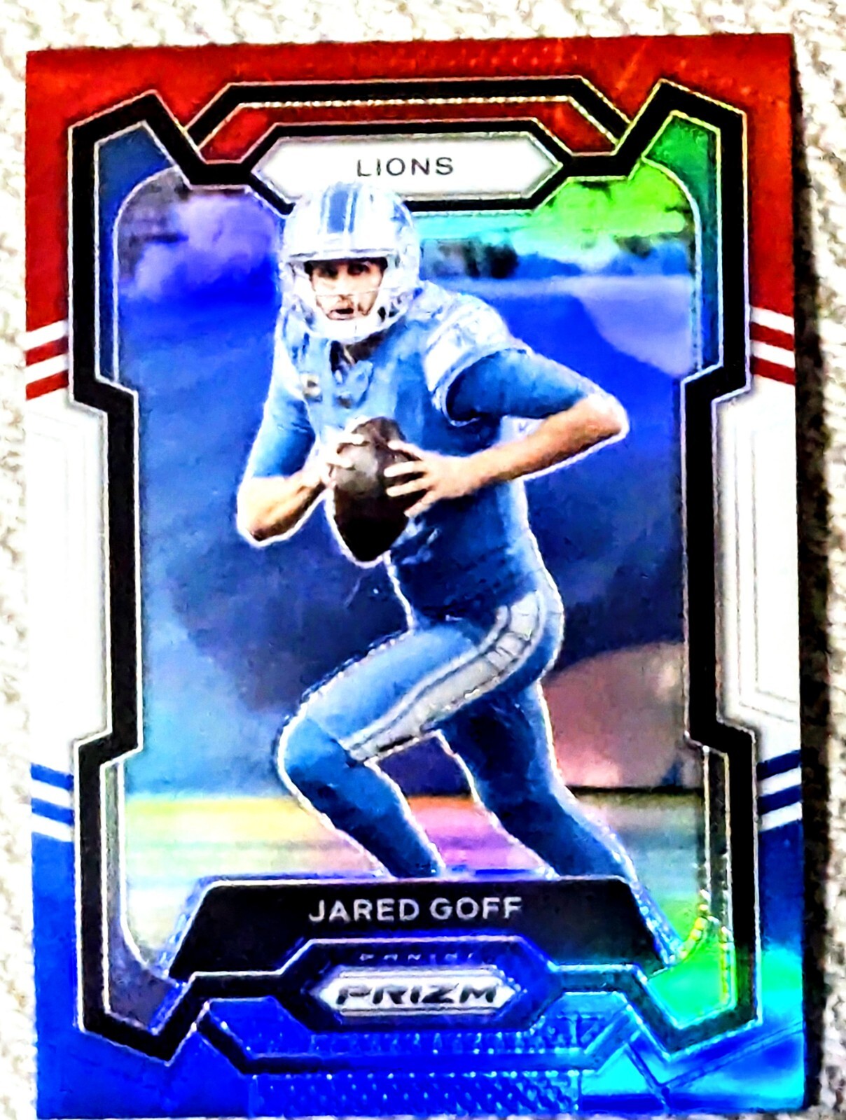 2023 Panini Prizm Football Jared Goff Red White & Blue Prizm 98