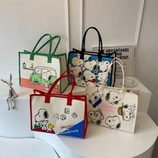 Peanuts Snoopy Canvas Tote Shoulder Bag Ladies Cartoon Mommy Shopper Handbag NEW