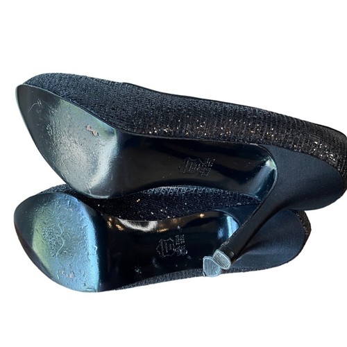 Nina Sparkly Black Evening Pumps 4.5" Heel Women's 7.5M - Picture 6 of 6