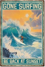 GLOBLELAND "If You Feed Them, They Will Come" Summer Seagull Metal Tin Sign Vint