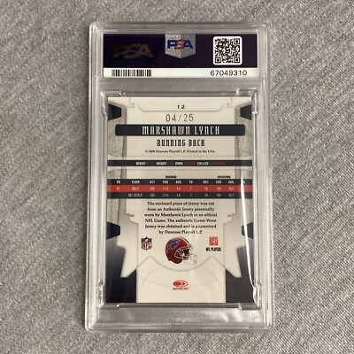 2008 Lead Limited Threads #12 Marshawn Lynch Prime 4/25 PSA
