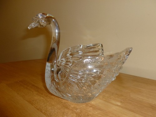 Hofbauer Lead Crystal Swan Bowl Candy Dish Centerpiece