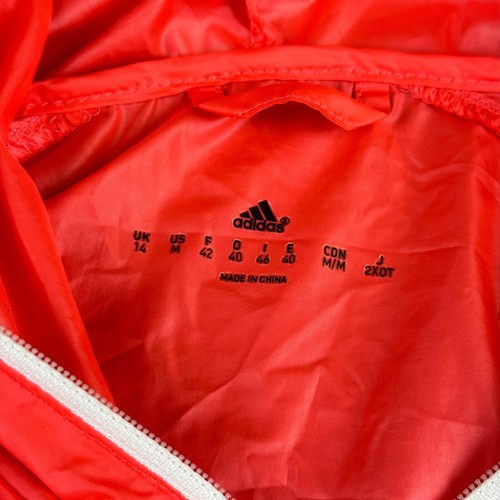 Adidas Windbreaker Jacket Womens Medium Coral Pink Long Sleeve Hood Track Run - Picture 2 of 8
