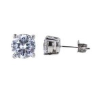 Round Cz Stud Earrings, Clear Cubic Zirconia, White Gold Finish, Round Cz Studs