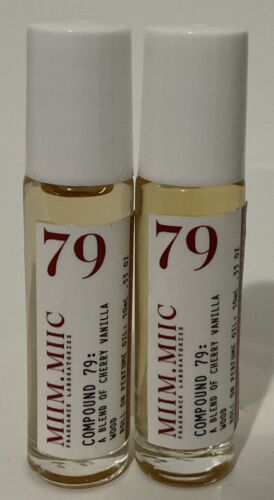 2x Miim Miic Compound 79 Mini Roller Ball Blend Of Cherry Vanilla Wood .33 Oz