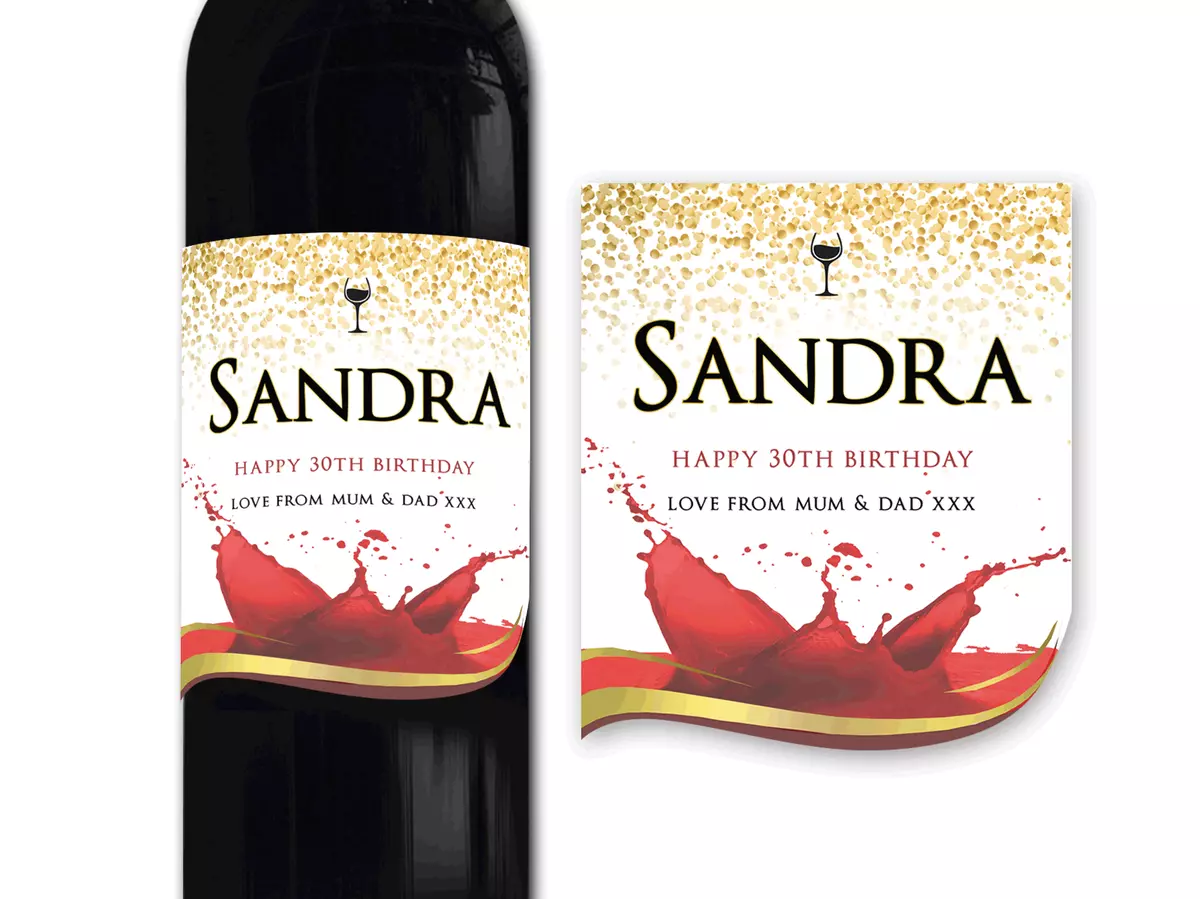 Personalised Red wine bottle label Perfect Birthday Wedding Graduation Gift