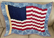 American Flag Style Lap Quilt/ Wall Hanging Excellent Condition