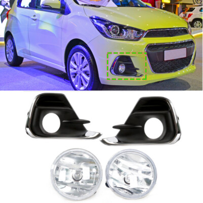 Pair For Chevrolet Spark 2016-2018 Front Bumper Fog Lamp Cover Grille+ ...