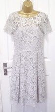 Marks & Spencer's Woman's Evening Wedding Silver Lace Midi Dress Size 10