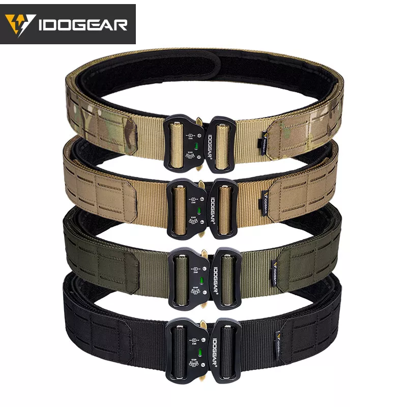 IDOGEAR 2 Tactical Belt Quick Release Metal Buckle Laser MOLLE