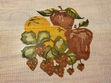 Vintage CS546 Brunswick Needlepoint Screen Stamped Canvas Fruit Unused