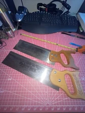 Vintage 2 Pc Disston USA K-1 Back Saw 12 In Blade 12 TPI K1 HK Porter Buck 14in