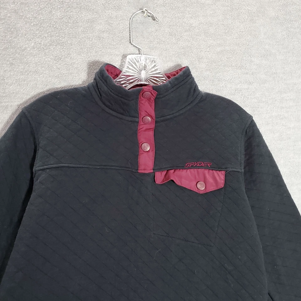 Sudadera Spyder Junior Grande Negra Acolchada T A Presión Manga Larga Cuello Simulado Foto 3 de 4