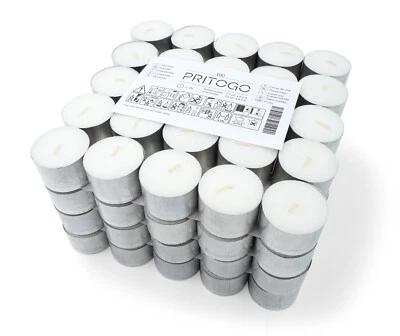 PRITOGO Teelichter, Alu weiss [300 Stück] Ø 3,8 * 2,5 cm, Brenndauer: 8 St. - Bild 1 von 4