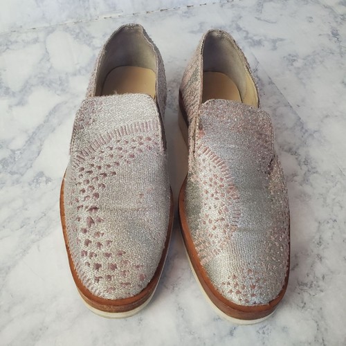 Free People Snake Eyes Loafers Womens 36 US 5.5 Metallic Silver Lavender Velvet - Picture 2 of 11
