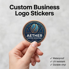 100 Custom Round Business Stickers   Waterproof Vinyl Logo Labels, Personalized