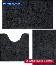 3 Piece Bathroom Rugs Set, Non-Slip Bath Mats with PVC Backing, Super Absorbent