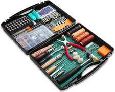 273-Piece Leather Craft Tool Kit with Box, Mat, Hammer, Needles More