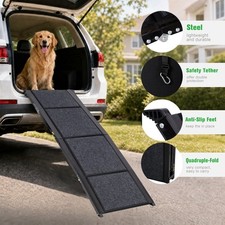 Portable Pet Ramp for Car with Felt Rug Surface, Supports Up to 150 LBS