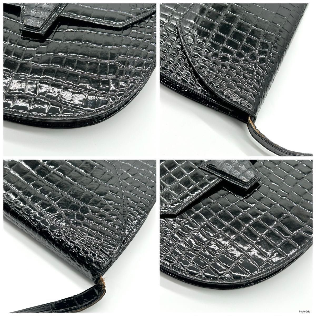 Yves Saint Laurent YSL Borsa a tracolla Coccodrillo Goffrato Formale Nera