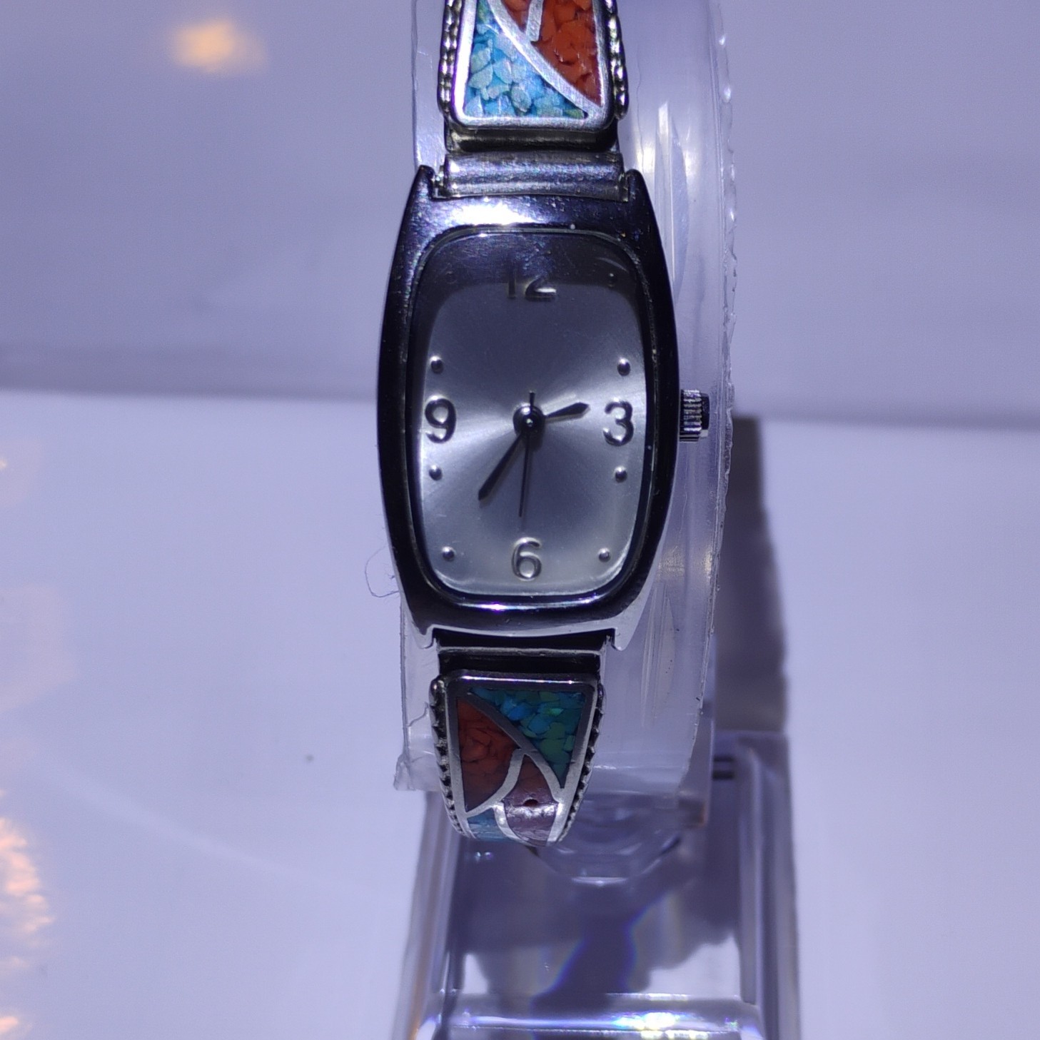 Quartz Analog Silver Rectangular Stainless Steel … - image 1