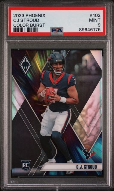CJ STROUD 2023 PANINI PHOENIX COLOR BURST PRIZM ROOKIE RC SSP #102 PSA 9 MINT