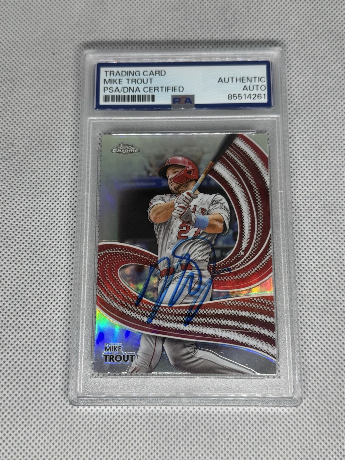 MIKE TROUT SIGNED 2024 TOPPS CHROME REFRACTOR AUTO PSA DNA AUTHENTIC ANGELS MLB 