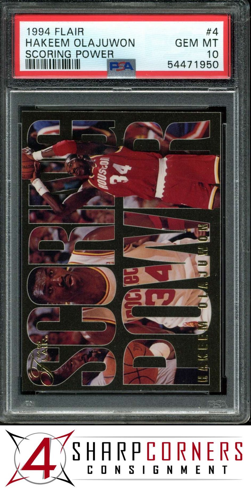 1994 FLAIR SCORING POWER #4 HAKEEM OLAJUWON HOF POP 3 PSA 10