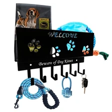 Dog Leash Holder for Wall, Storage and Mail Organizer, Key Holder Wall Mount ...