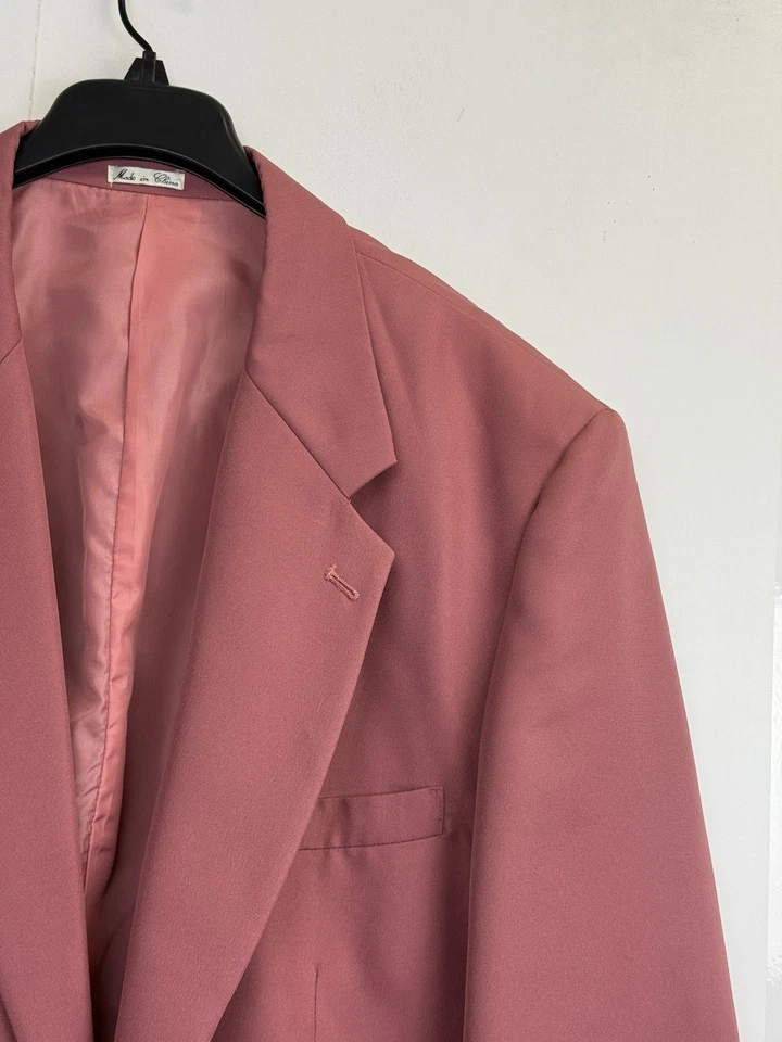 Vintage Haband Men's Size 54L Blazer Jacket Classic Metal Buttons Dusty Pink - Image 2 of 4