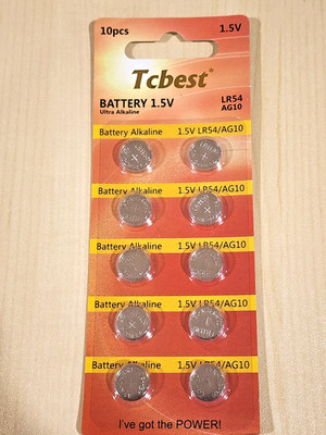 10 pc Tcbest Alkaline battery LR54 AG10 L1131F LR1130 exp.12/2031