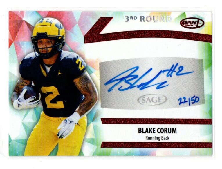 Blake Corum Sage Aspire Autographs #ASPBC Red