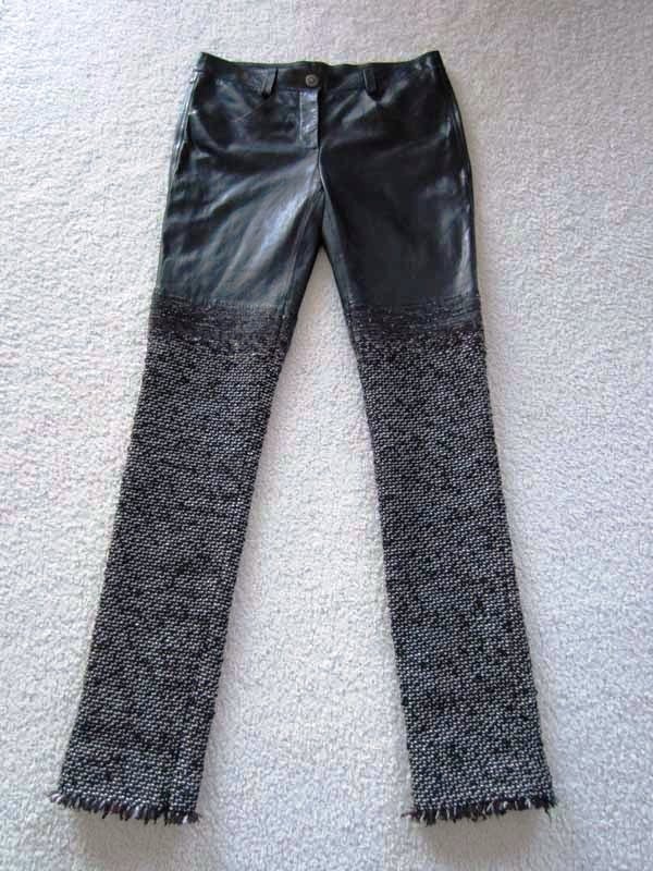 $6965 Chanel Mixed Media Lambskin Leather Fringed Tweed Zip Pants 36 NWT 12A image 2