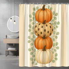Fall Pumpkin Shower Curtain - Cute Autumn Decor for Bathroom