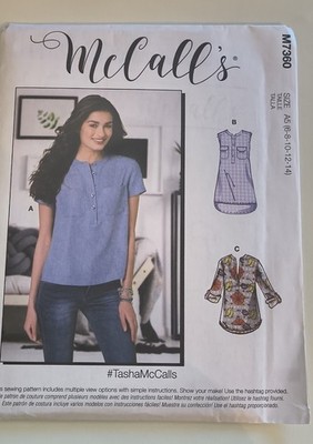 McCalls 7360 Sewing Pattern Tasha New Uncut Top 3 Variations Size 6-14