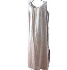 Momentum Linen Embroidered Sleeveless Side Slit Maxi Dress 18 Laginlook Natural