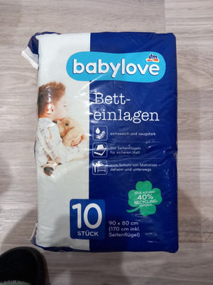 Babylove Betteinlagen 10er Päckchen 90x80cm Neu!!