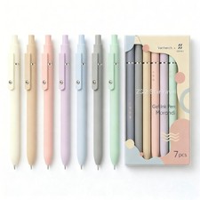 7Pcs 0.5 mm Black Ink Gel Pens Fine Point Smooth Writing Quick Dry Pen for Nu...