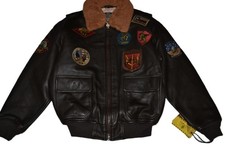 AUTHENTIC TOP GUN OFFICIAL SIGNATURE SERIES JACKET LEATHER BROWN PATCHES NEW