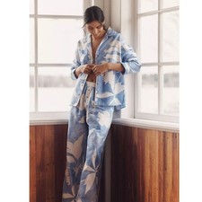 Anthropologie LyreBird Flannel Pajama Set Pants Top Set Bottom Large Blue
