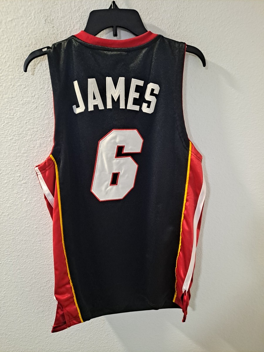 Miami Heat LeBron James #6 Adidas NBA Replica Black Men's