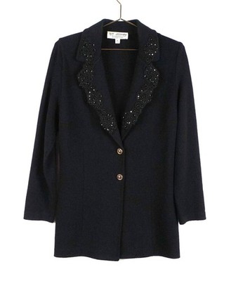 ST JOHN BLACK JACKET DECOR KNIT BUTTONS SZ 6