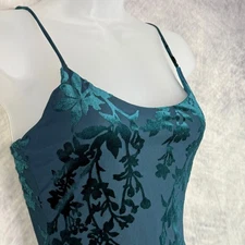 Velvet Burnout Slip Mini Dress Sz S Green Christmas Holiday whimsigoth going out
