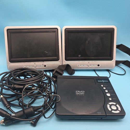 Insignia IS-PDDVD7 Portable DVD Player Set 7" 2 Screens With Charger & Bag