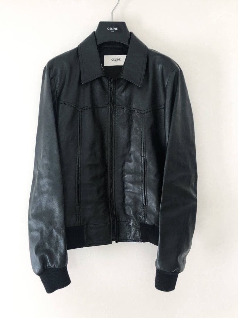 celine hedi leather leather jacket
