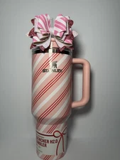 Stanley X Target 2025 Holiday Exclusive STRAWBERRY TWIST 40oz BNWT + Custom Bow