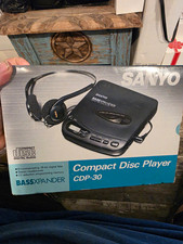 SANYO CDP-30 Portable CD Player Black Bass Expander Stereo Headphones