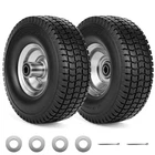 4.10/3.50-4 Flat Free Tire and Wheel, 10" Solid, 350 Lbs Load - for Hand